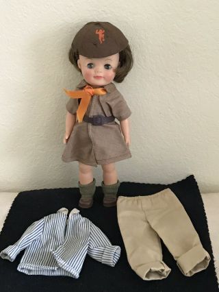 Vintage 1965 Effanbee Brownie Girl Scout Doll 8”rosy Cheeks,  Brunette