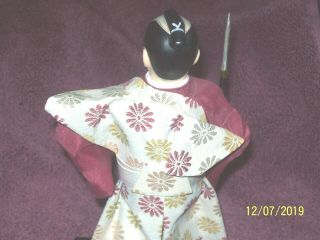 Vintage HAKATA URASAKI DOLL Japan Japanese Samurai Warrior W/ Staff & Kimono 10 