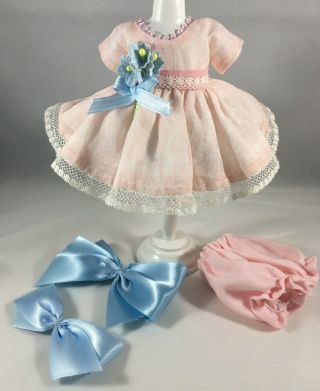 Pink Party Dress W - Blue Flowers Made From Vintage Fabrics (no Doll)