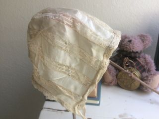 Antique Silk And Lace Baby/doll Bonnet