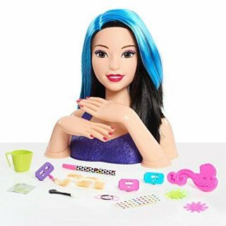 Barbie Flip and Reveal Deluxe Styling Head Black To Blue Hair - Asian RARE NIB 2