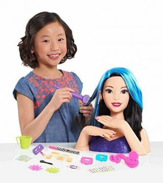 Barbie Flip and Reveal Deluxe Styling Head Black To Blue Hair - Asian RARE NIB 3