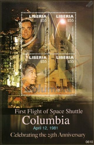 Space Shuttle Columbia Ov - 102 1981 Sts - 1 First Flight Stamp Sheet (2006 Liberia)