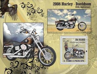 Harley - Davidson Fxdwg Dyna Wide Glide Motorbike Motorcycle Stamp Sheet (2008)