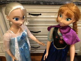 Disney Frozen My Size Elsa And Anna Dolls 38 " 3 Ft Tall W/shoes Set Life Size