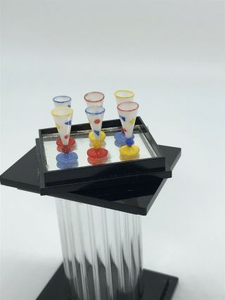 Dollhouse Miniature Artisan Gerd Felka Set Of 6 Multi Colored Glasses