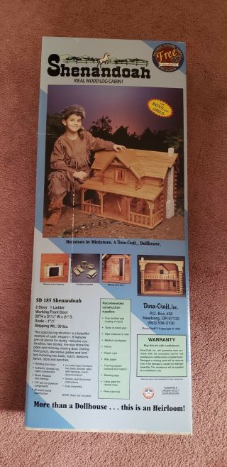 Retired Dura - Craft Shenandoah Real Wood Log Cabindoll House Kit Nib