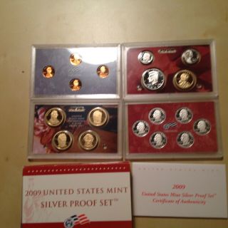 2009 United States Silver Proof Set 18 Coins Box With