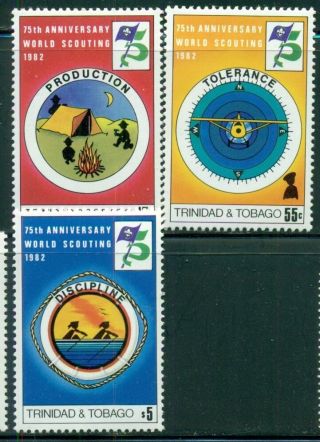 Trinidad & Tobago 361 - 63 Sg603 - 05 Mnh 1982 Anniv Boy Scouts Set Of 3 Cat$9