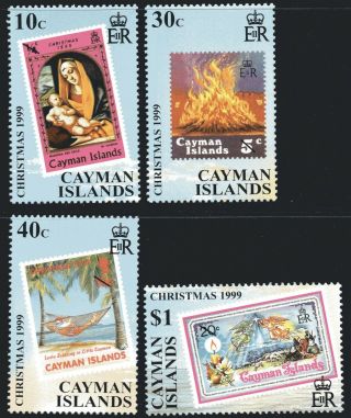 Cayman Islands 1999 Christmas Set Of 4 Unhinged