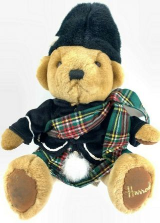 Harrods Scottish Bear Plush Soft Toy Knights Bridge London 30cm Tall Souvenir