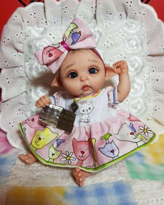 OOAK art doll,  Baby - Girl Elf 6,  8inch Polymer clay by Svetlana 2