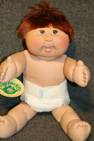 Cabbage Patch Kids Play Along Pa - 9 Dark Red/brown Onion Hair Boy Doll Cute