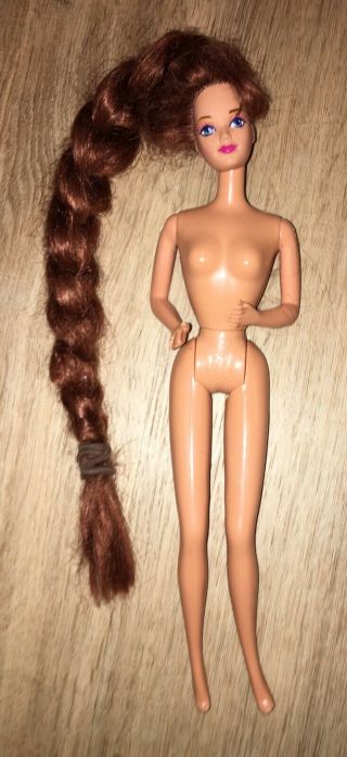Jewel Hair Midge Barbie Doll Long Red Mermaid Hair Naked No Outfit. 2