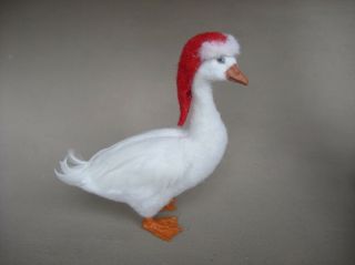 Ooak Dollhouse 1:12 Miniature Goose With X Mas Hat Handmade Oreon Cat,  Bird