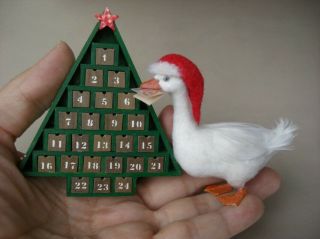 Ooak Dollhouse 1:12 Miniature Goose,  X - Mas Advent Calendar Handmade Oreon Cat