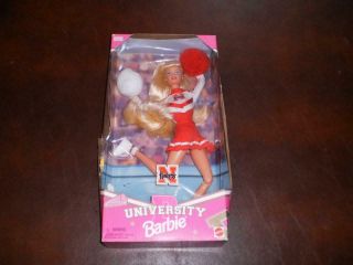 University Of Nebraska Cheerleader Barbie Doll 1996 Special Edition Mattel Nib