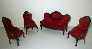 High End Victorian Style Doll House Hand Crafted Sofa And Chairs