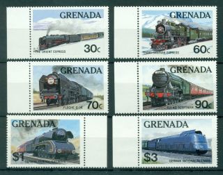 Grenada 1982 Compl.  Set 6 Stamps Mnh Famous Trains - Mi.  No 1153 - 1158