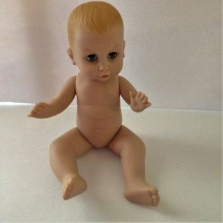 Effanbee Vinyl Boy Baby Doll Sleep Eyes Molded Blonde Hair Sits 8 "