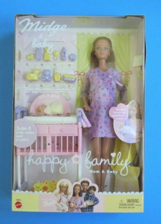 2002 Barbie Happy Family Pregnant Midge & Baby Nrfb