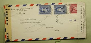 Dr Who 1943 Haiti Port Au Prince Airmail To Usa Wwii Dual Censored E75895