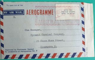 1962 Australia Air Letter Flag Meter Stamp To Singapore