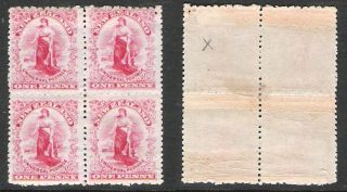 Zealand 1902 1d Cowan Mixed Perf Block; Cp G4d; Cv Nz$900 (hm) (ref:h133)