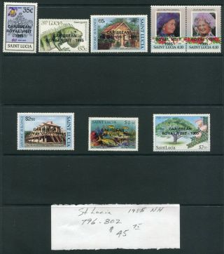 Weeda St.  Lucia 796 - 802 Vf Mnh 1985 Caribbean Royal Visit Issue Cv $45.  75