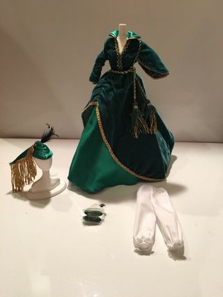 Deboxed Green Velvet Dress Off Of Gone With The Wind Barbie Doll Scarlett O 