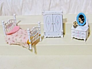 1980 Mattel Littles Doll Miniature Furniture Metal Bedroom Dresser Armoire Lamp