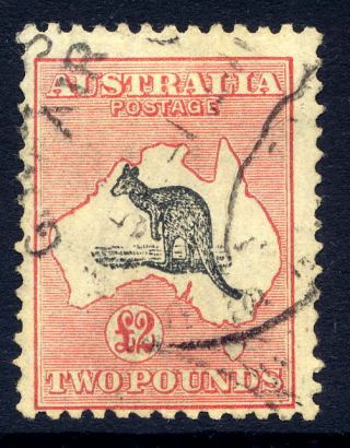 Australia 1931 - 36 Kangaroo £2 Black & Rose Good With Three Part Cds Sg 138