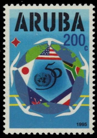 Aruba 117 - United Nations 50th Anniversary " Globe And Flags " (pb18807)