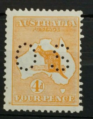 Australia 1913 4 D Kangaroo And Map Small Os Wmk 2 Mi 6iia Sg O21 Mh