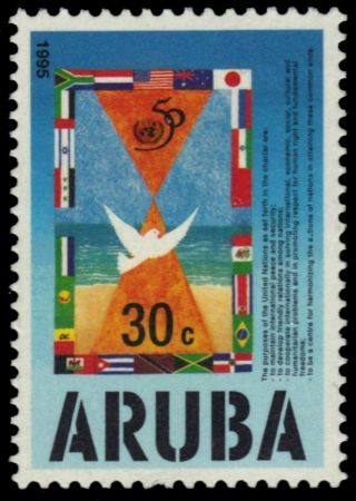 Aruba 116 - United Nations 50th Anniversary " Peace Dove And Flags " (pb18806)