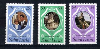 St Lucia 1981 Royal Wedding Set Of All 3 Commemorative Stamps Mnh