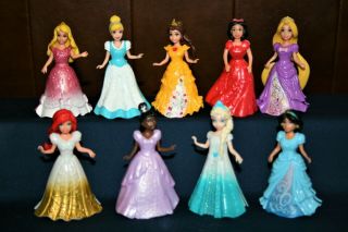 Polly Pockets Disney Princess Magiclip Dolls W/dresses