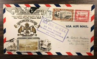 1940 Pan American Crosby Photo Cachet,  Zealand To Us,  Pacific Clipper Mail