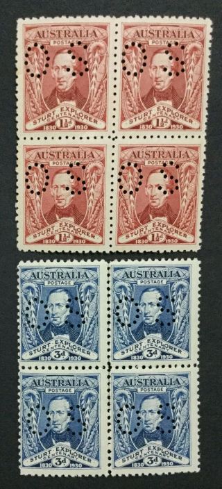 Momen: Australia O121 - O122 1930 Blocks Og Nh £220,  Lot 5669