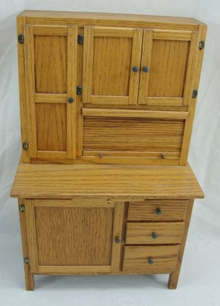 Vtg Dee Cook Hoosier Wood Cabinet Cupboard Doll Furniture Sample Flour Sifter