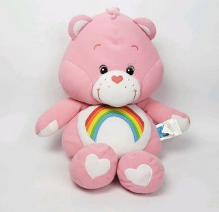 Carebear Pillow Cheer Bear Plush Pink Rainbow Stuffed Toy Doll 24 "