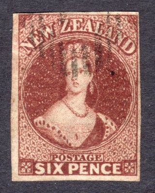 Zealand 1862 - 64 Ffq 6d Wmk Star Imperf U,  Sg 43 Cat £110