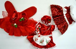 Build A Bear Workshop 5 Piece Girls Christmas Outfits Dresses Mrs.  Clause Fairy