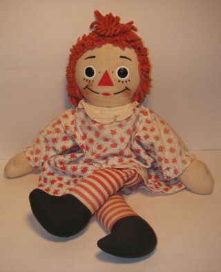 Vintage Raggedy Ann 19 " Collectible Doll " I Love You " Heart Orange Hair