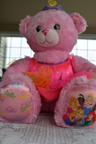 Disney Build A Bear Babw Pink Princess Crown Teddy Lollipop Fairy Dress Plush