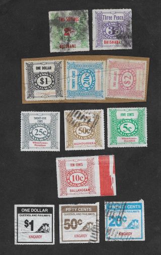 Qld Railway Parcel Stamps X 12