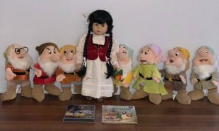 Retired 18 " Gotz Puppe Snow White,  The Seven Drawfs 11 " Tall,  Dvd/blu - Ray Movie