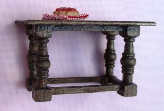 Dollhouse Miniature Artisan Created 1/24 Half Scale Table With Cherry Pie On Top
