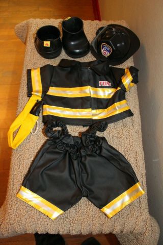 Build A Bear Fireman Outfit W/ Helmet,  Boots & Hose,  Fdny,