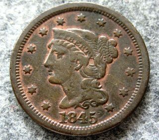 United States 1845 One Cent,  Liberty Head - Braided Hair